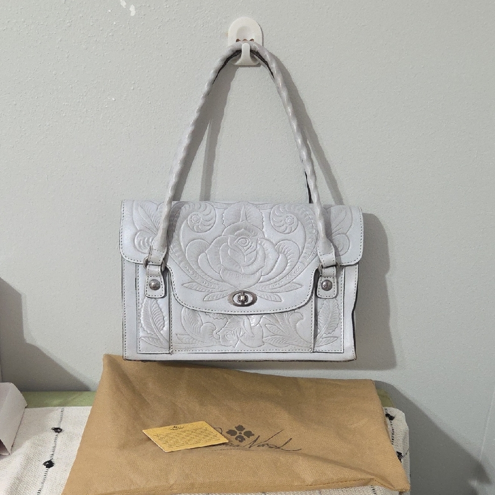 Patricia Nash Light Gray Embossed Satchel No Call Outs